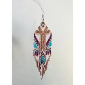 Boucles D'oreilles Perlées Pendantes en Motifs Africain Multicolore